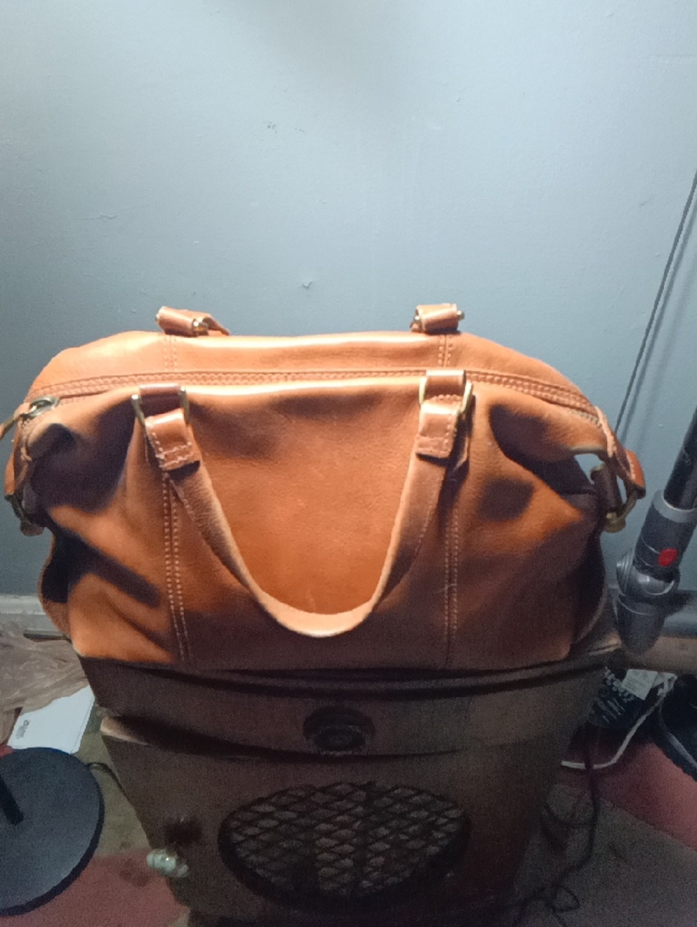 Madewell Mini Leather Satchel in Cognac Brown